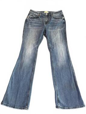 Shyanne Women's Blue Flared Bootcut Jeans Pocket Accents Size 31 x32